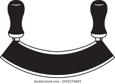 Mezzaluna Mincing Knife - Kitchen Knife Illustration in Vector