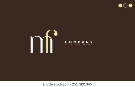 MF Letras del alfabeto Iniciales Logotipo del monograma FM, M y F