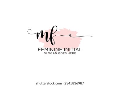 MF beauty monogram and elegant logo design handwriting logo of initial signature, wedding, fashion, floral and botanical with creative template.