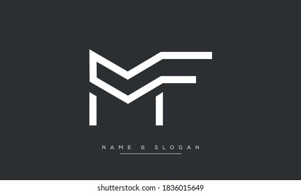 Emblema de monograma de las letras abstractas MF, FM