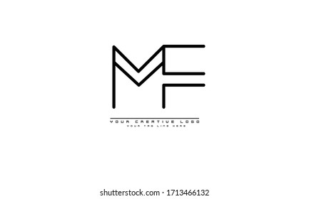 MF FM-Logo für abstrakte Vektorillustration, Monogramm-Vorlage