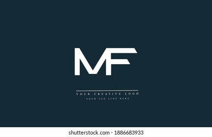 Plantilla de monograma del logotipo del vector abstracto MF FM