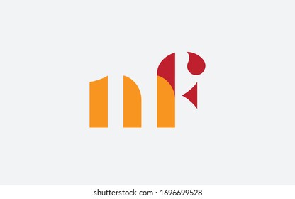 mf or fm and m or f Letter Initial Logo Design, Vector Template 