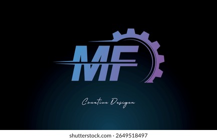 MF Gear Fusion Logo – Industrial Tech-Inspired Letter mark Futuristic Industrial Letter Mark Design for Technology and Engineering Brands.