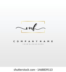 MF handwriting initial logo template vector.