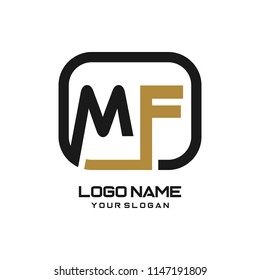 MF initial box letter logo template vector