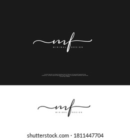 MF Escritura manuscrita inicial o logotipo manuscrito para la identidad. Logo con firma y estilo dibujado a mano.