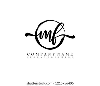 MF initial handwriting logo circle template vector