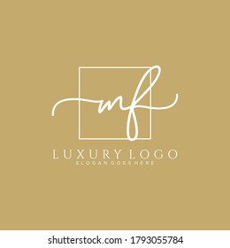 MF Initial handwriting logo template vector