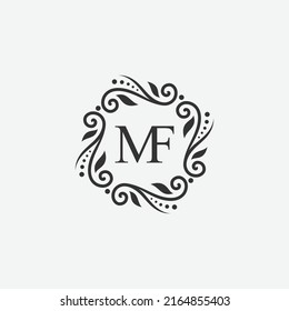 MF Initial letter with ornament for your best business logo. Vector illustration EPS.8 EPS.10