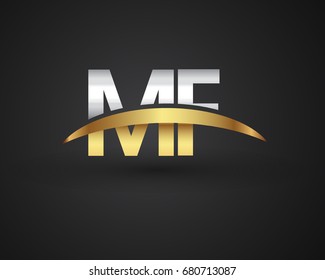 MF initial logo company name colored gold and silver swoosh design. vector logo for business and company identity.
