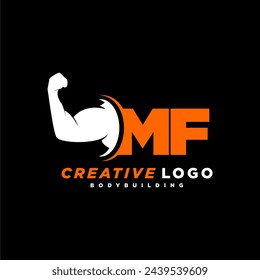 Monograma inicial MF para el logotipo del fitness o del gimnasio con el diseño creativo del estilo