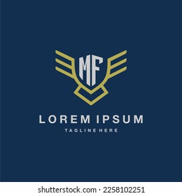 MF initial monogram logo for creative eagle line image vector design