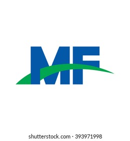 MF initial overlapping swoosh letter logo blue green