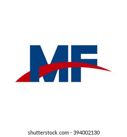 MF initial overlapping swoosh letter logo blue red