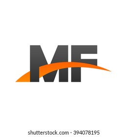 MF initial overlapping swoosh letter logo black orange