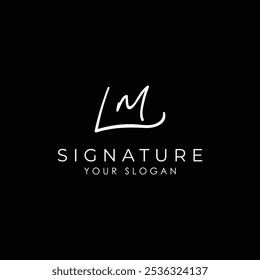 Logotipo de la firma inicial de MF: Monograma manuscrito elegante