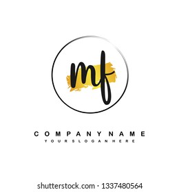 MF initial signature logo. handwriting logo template vector,