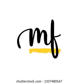 MF initial signature logo. handwriting logo template vector,