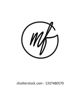 MF initial signature logo. handwriting logo template vector,