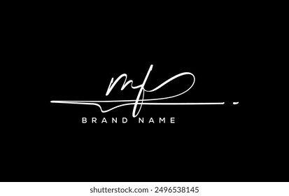 MF letter beauty handwriting vector logo. 
