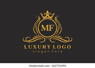 MF Letter Royal Luxury Logo template in vector art for Restaurant, Royalty, Boutique, Cafe, Hotel, Heraldic, Jewelry, Fashion and other vector illustration.