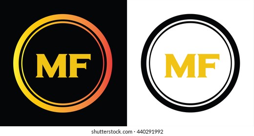 MF letters icon design template elements in abstract background logo, design identity in circle, alphabet letter