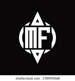 MF-Logo mit kreisrunden, dreiseitigen, oberen und unteren Design-Vorlagen