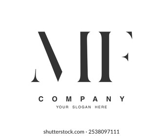 MF logo design. Initial letter m and f serif font style. Creative classic company name typography. Trendy logotype or identity. Vector illustration.