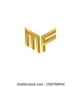 MF Logo letter initial 3d designs templete with gold colors