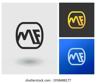 Letra con logotipo MF oro inicial de lujo en aplicaciones modernas con degradado