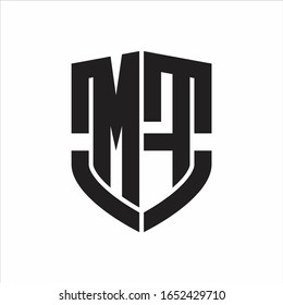 MF Logo monogram with emblem shield shape design isolated on white background