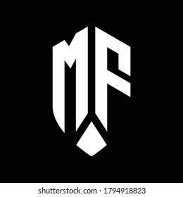 monograma del logotipo mf con plantilla de diseño de estilo de escudo de emblema