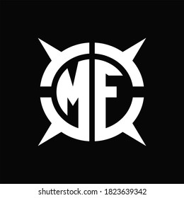 Monograma con logotipo MF con cuatro piezas de plantilla de diseño de corte circular sobre fondo negro