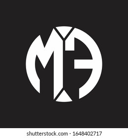 Monograma con logotipo MF con estilo de cinta circular