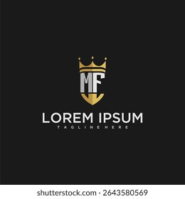 MF luxury letter monogram for crown and shield logo design