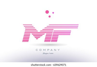 mf m f alphabet letter logo pink purple stripes lines creative text dots company vector icon design template