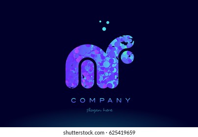 mf m f alphabet pink blue bubble circle dots creative letter company logo vector icon design template
