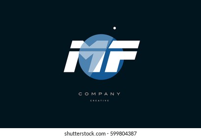 mf m f  blue circle dot big font alphabet company letter logo white design vector icon template 