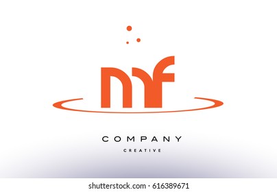MF M F creative orange swoosh dots alphabet company letter logo design vector icon template
