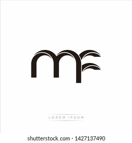 mf m f Initial Letter Split Lowercase Modern Monogram linked outline rounded logo