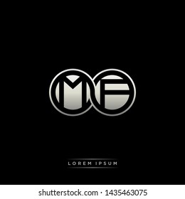 MF M F initial letter linked circle capital monogram logo modern template silver color edition