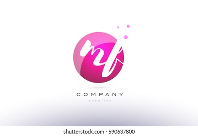 mf m f  sphere pink 3d alphabet company letter combination logo hand writting written design vector icon template 