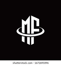 MF monogram logo in a hexagon style and surrounded by a ring