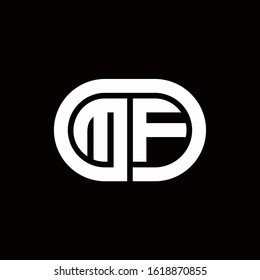 MF monogram logo with an oval style on a black background	