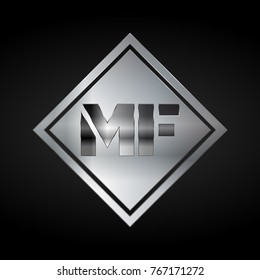 MF Monogram, Silver Logo, Metal Logo, Luxury, Elegant, Abstract, square