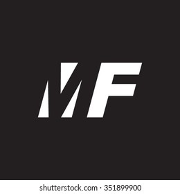 MF negative space letter logo black background