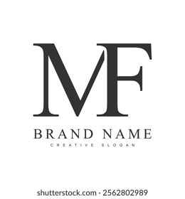 MF trendy logotype template. Initial letter m and f classic font style. Creative logo for company name or identity. Vector illustration.