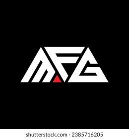 MFG triangle letter logo design with triangle shape. MFG triangle logo design monogram. MFG triangle vector logo template with red color. MFG triangular logo Simple, Elegant, and Luxurious design.