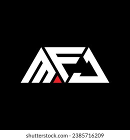 MFJ triangle letter logo design with triangle shape. MFJ triangle logo design monogram. MFJ triangle vector logo template with red color. MFJ triangular logo Simple, Elegant, and Luxurious design.